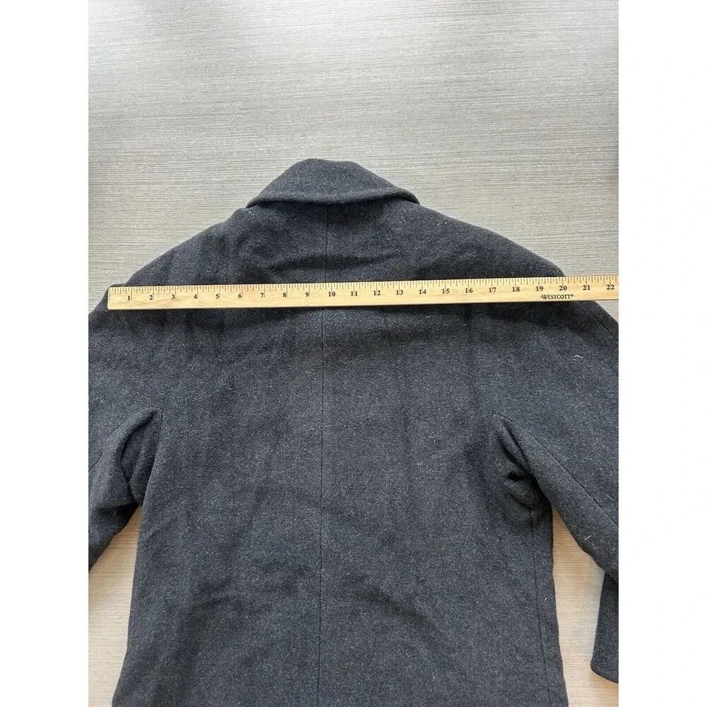 Vintage Cinzia Rocca 100% Wool Collared Black Pea Coat 4 - Picture 9 of 10